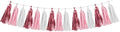 Rose-Gold Pink White Party Decorations - 15Pcs Tissue Paper Tassel Garland Birthday Decorations Valentines Day Decorations Baby Girl Shower Women Bridal Wedding Engagement Bachelorette HongTongTong