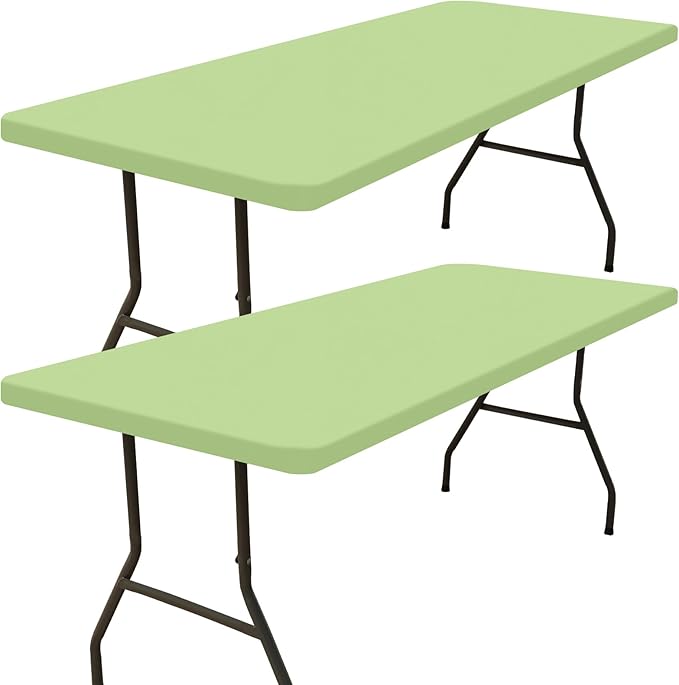 Smiry 2 Pack Rectangle Picnic Table Cloth, Waterproof Elastic Fitted Tablecloths, Washable Polyester Rectangular Patio Table Cover for Camping, Indoor and Outdoor (Sage Green, 30"x48")