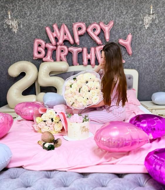 Cream White 40 Inch Large Number 5 Birthday Balloon, Five 5th 15 25 35 50 55 Birthday Celebration Decorations, Foil 5 Mylar Helium Number 5 Balloons Girl Boy Anniversary Party Supplies