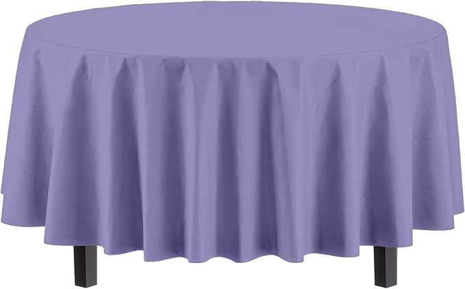 Exquisite 12-Pack Premium Plastic Tablecloth 84in. Round Table Cover - Lavender