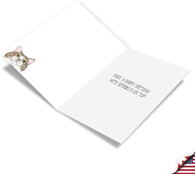 NobleWorks, Pack of 3 Funny Birthday Greeting Cards with Envelopes (1 Design, 3 Each) Cat Antics - Cupcakes C3638ABDG-C3x1