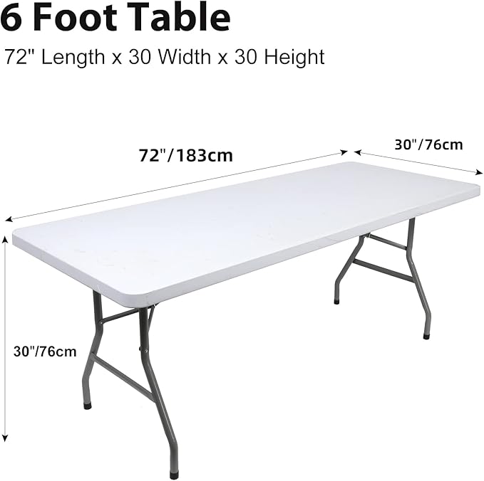 Table Covers for 6 Foot Tables, White Washable and Wrinkle Resistant Stretch Tablecloths Rectangle 6ft for Events, Wedding, Banquets, Parties