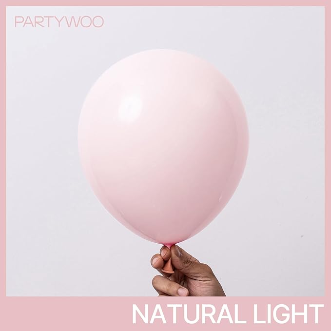 PartyWoo Pale Pink Balloons 140pcs Different Sizes of 18 12 10 5 Inch Light Pastel Baby Pink Balloon Arch Kit for Engagement Bachelorette Baby Shower Easter Birthday Party Decorations Pink-Q01