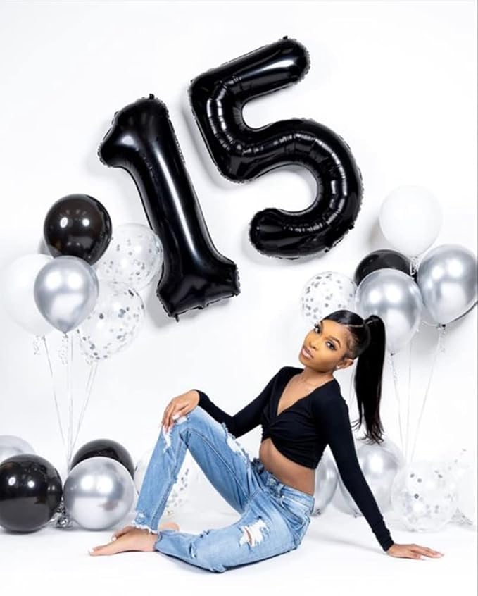 Number Balloons 1, 40 Inch One Balloons for 1st Birthday Girl Boy 1 11 21 Party Decorations Baby Shower Photo Shoot, Black 1 Balloon