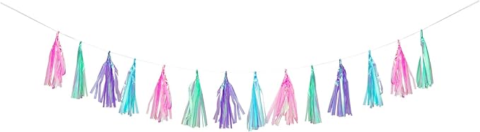 Pastel Tassel Garland – 10FT Multicolor Fringe Banner with 14pcs Tissue Tassels, No DIY Hanging Decoration for Birthday, Baby Shower, Photo Backdrop & Pastel Party Decor