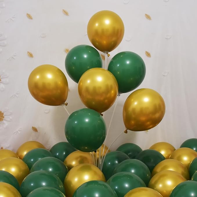 200 Pcs Green and Gold Balloons 5 Inch Latex Dark Green Metallic Gold Bulk Small Balloon Arch Garland Kit for Birthday Wedding Bridal Baby Shower Supplies Graduation Party Decorations
