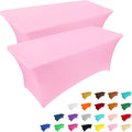 IVAPUPU 2 Pack 6FT Table Cloth for Rectangular Fitted Events Stretch Pink Table Covers Washable Spandex Spring Easter Tablecloth Protector for Party, Wedding, Cocktail, Banquet, Festival
