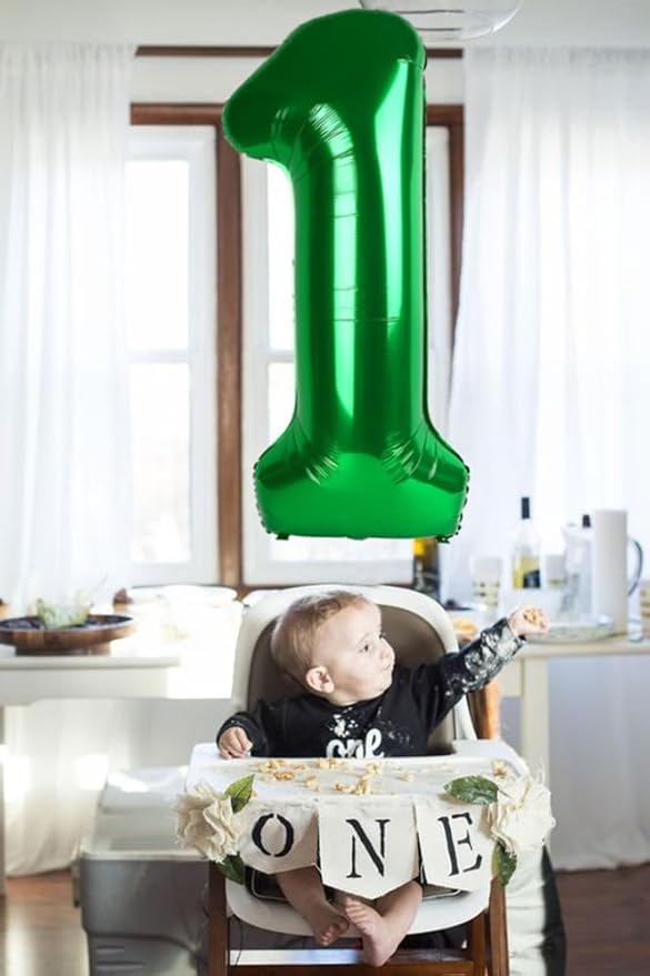 Number One Balloons 40 Inch, Dark Green Balloon for Birthday Party Decoration, Large Number Ballons for 1, 10, 11, 15, 17, 21, 100 Celebration, Boy and Girl Birthday, Baby Shower, Anniversary Decor