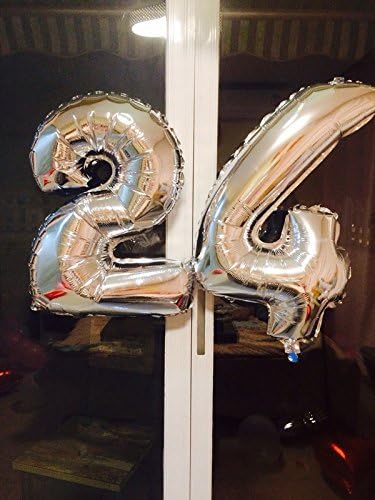 Glanzzeit 16 Inch Silver Foil Balloons Letters A to Z Numbers 0 to 9 for Prom Wedding Birthday Party Decor (Number 4)