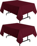 sancua 2 Pack Burgundy Tablecloth 54 x 54 Inch, Stain and Wrinkle Resistant Square Table Cloth - Washable Polyester Table Cover for Dining Tables, Buffet Parties and Camping