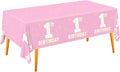 Gatherfun Baby Girl Party Supplies Set: 1st Birthday Decorations, Includes 2-Pack Baby Girl-Themed Tablecloths for First Birthday Decorations, Disposable Table Covers 54 x 108 Inch
