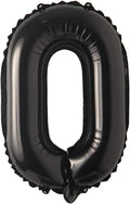 16" inch Single Black Alphabet Letter number Balloons Aluminum Hanging Foil Film Balloon Wedding Birthday party decoration banner Air Mylar Balloons (16 inch Black 0)