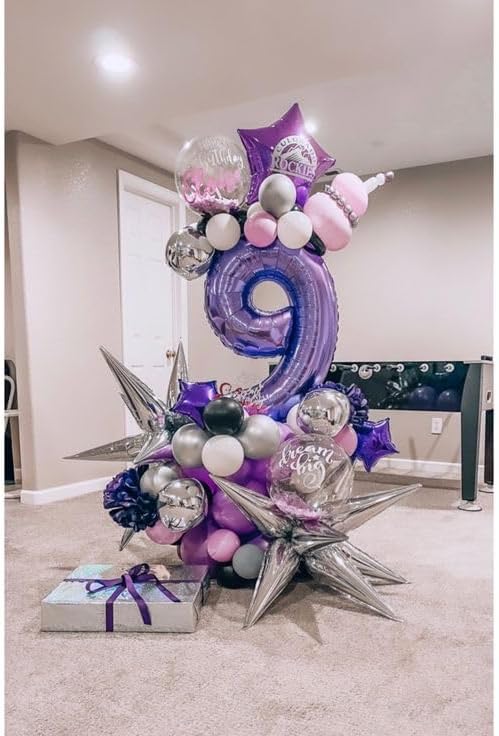 Purple Number 16 Balloon 40 Inch, 16th Birthday Party Decorations for Children, Giant 16 Foil Balloon for Party Supplies