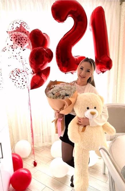 Number Balloon Red 1 Balloon 40 Inch, Red One 1st Number Balloon for First Birthday, 1 10 11 12 15 16 17 18 Red Party Graduations Decorations