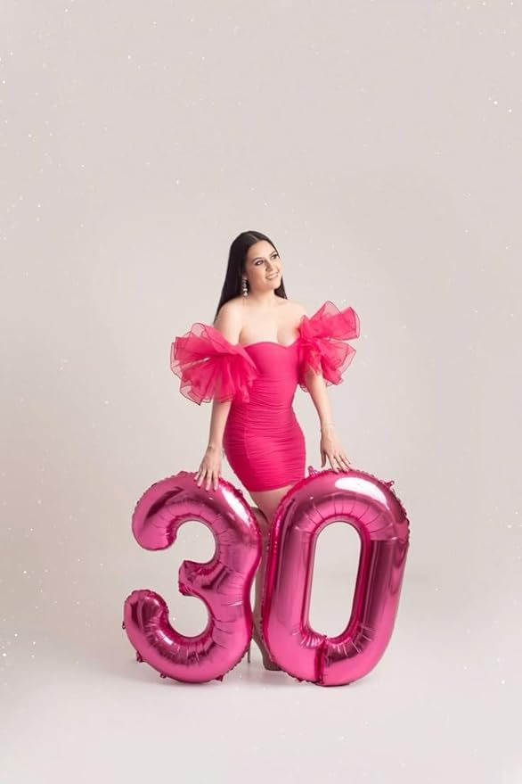 3 Birthday Balloons, 40 Inch 3 Balloon for Birthday Party Decoration, Rose Purple Number 3 Ballon for 3, 13, 23, 30 Celebration, Boy and Girl Birthdays, Wedding, Anniversary Decor