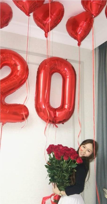 Red 40 Inch 0 Number Balloons, 0 Decorations for 10 20 30 40 50 60 70 80 90 100Birthday, Foil Giant Birthday Graduations Anniversary Party Balloons
