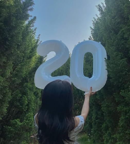 White 40 Inch 0 Number Balloons, 0 Decorations for 10 20 30 40 50 60 70 80 90 100 Birthday, White Foil Giant Birthday Graduations Anniversary Party Balloon
