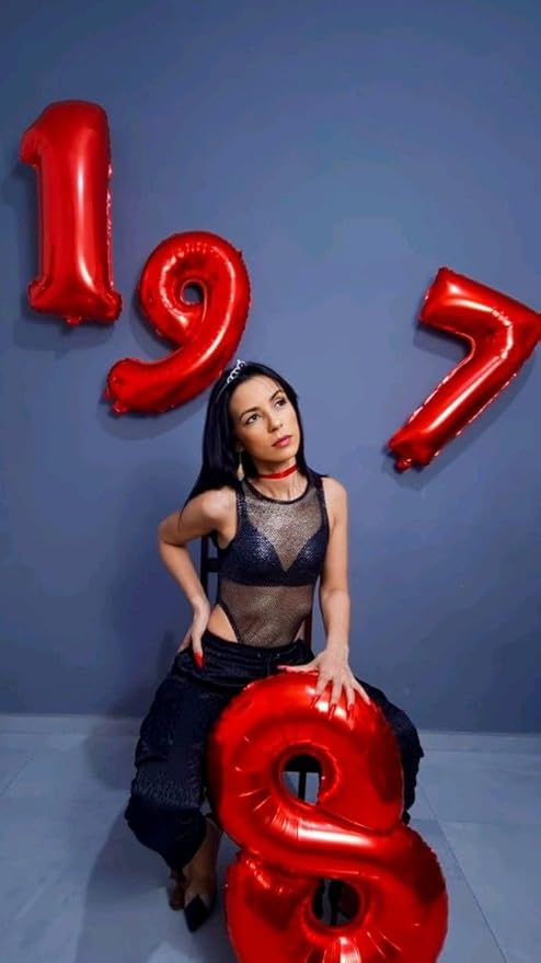 Red 9 Balloon, Big 40 Inch Happy 9 19 29 90 Birthday for Men And Women, Foil Balloons Decoratins for Boy and Girl Birthday, Wedding Anniversary, Single, New Year, Party Syupplies