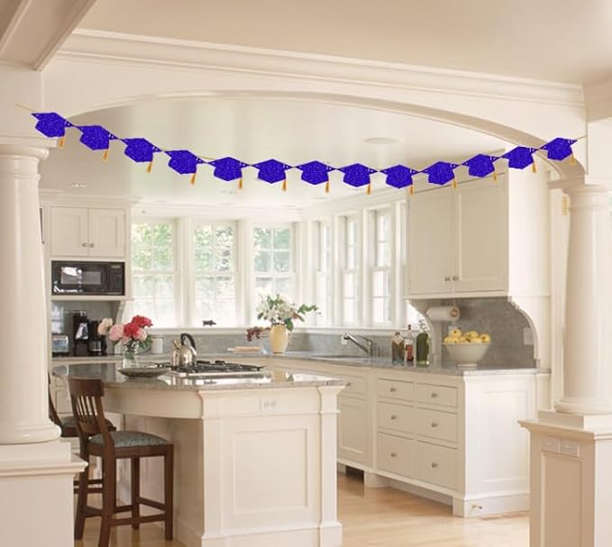 Graduation Decorations Class of 2026 Glitter Pre-Strung Congrats Grad Graduation with Tassel Party Congratulations Banner Decor College High School Graduation Party Favors Purple