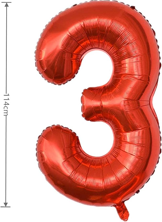 40 Inch Large Foil Helium Number Balloon Birthday Wedding Party 0-9 (Red, 3)