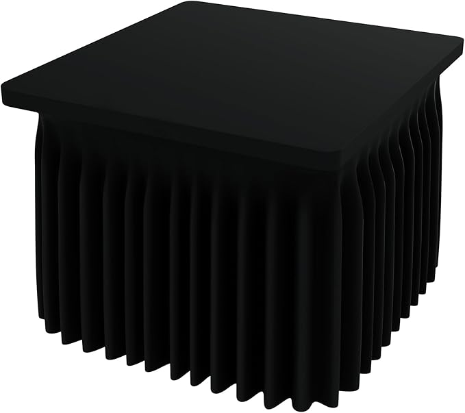 Smiry Spandex Tablecloth, Elastic Fitted Stretch Tablecloth for 3FT Rectangle Tables, Waterproof Washable Table Cover Skirt for Outdoor, Wedding, Banquet & Parties (Black, 36Lx36Wx30H Inch)
