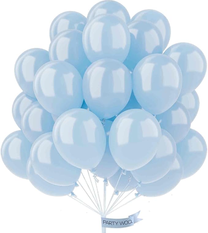 PartyWoo Sky Blue Balloons 50 pcs 12 Inch Pearl Light Blue Balloons for Graduation Gender Reveal Baby Shower Wedding Anniversary Birthday Party Decorations Blue-Z22