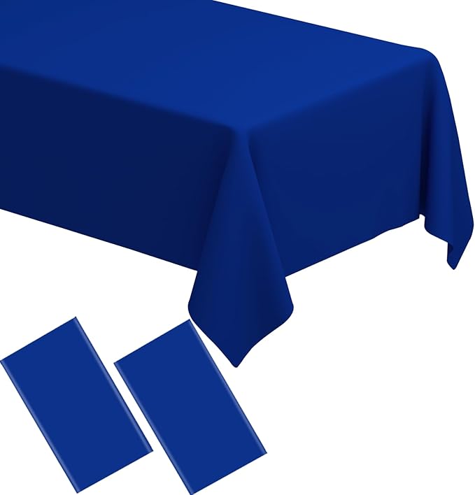 WNINK 2 Pack Royal Blue Tablecloths Disposable Table Covers 54" x 108" Table Cloths for BBQ Birthday Picnic Bridal Shower Wedding Plastic Table Cloths for Parties Fits 6 to 8 Foot Rectangle Tables