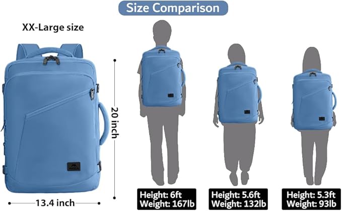 MATEIN Big Backpack for Travel, Carry on Backpack for Airlines with Hide Away Shoulder Straps, Large Hiking Daypack with 2 Handles, Gifts for Traveler Women, Light Blue