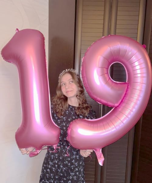 Pink 6 Number Balloon 40 Inch Mylar Foil Birthday Balloon, Digital Balloons for 6 16 Boy Girl Party Decorations Supplies, Big Helium Balloon Numbers for 26 36 46 60 Men Women Anniversary