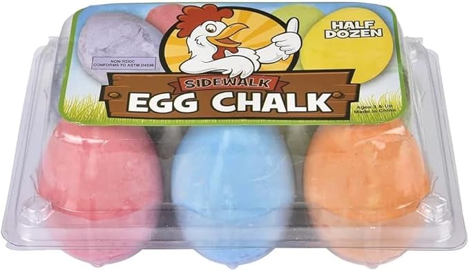 12-Pack Easter Egg Chalk, Sidewalk Chalk for Kids, Easter Basket Stuffers Gifts Fillers, Perfect For Easter Egg Hunt, Party Favors, 2.5" Inch