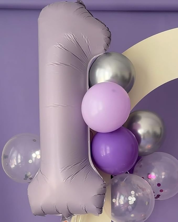 Lilac Number 7 Balloon 40 Inch, Lavender 7 Balloon Number, 7th Birthday Decorations, Lilac Mauve Party Supplies for Boys Girls