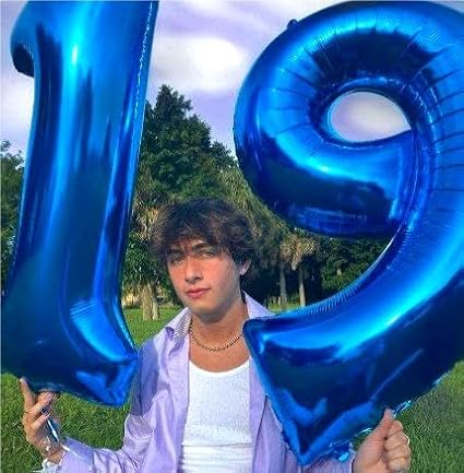 Navy Blue Jumbo Number 19 Balloon 40 Inch, Boy Girl 19 Birthday Supplies, Foil Helium 19 Birthday Giant Balloon, Mylar Blue Number Balloons Anniversary Decorations