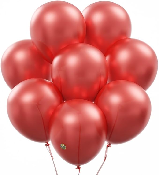 AFTERLOON® Biodegradable Balloons 50 pcs Pearlized Red 10 Inch, Pearlescent Thickened Extra Strong Latex Helium Float, for Baby Shower Gender Reveal Garland Arch Wedding Birthday Party Decorations