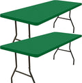 Smiry 2 Pack Rectangle Picnic Table Cloth, Waterproof Elastic Fitted Tablecloths, Washable Polyester Rectangular Patio Table Cover for Camping, Indoor and Outdoor (Hunter Green, 30"x48")