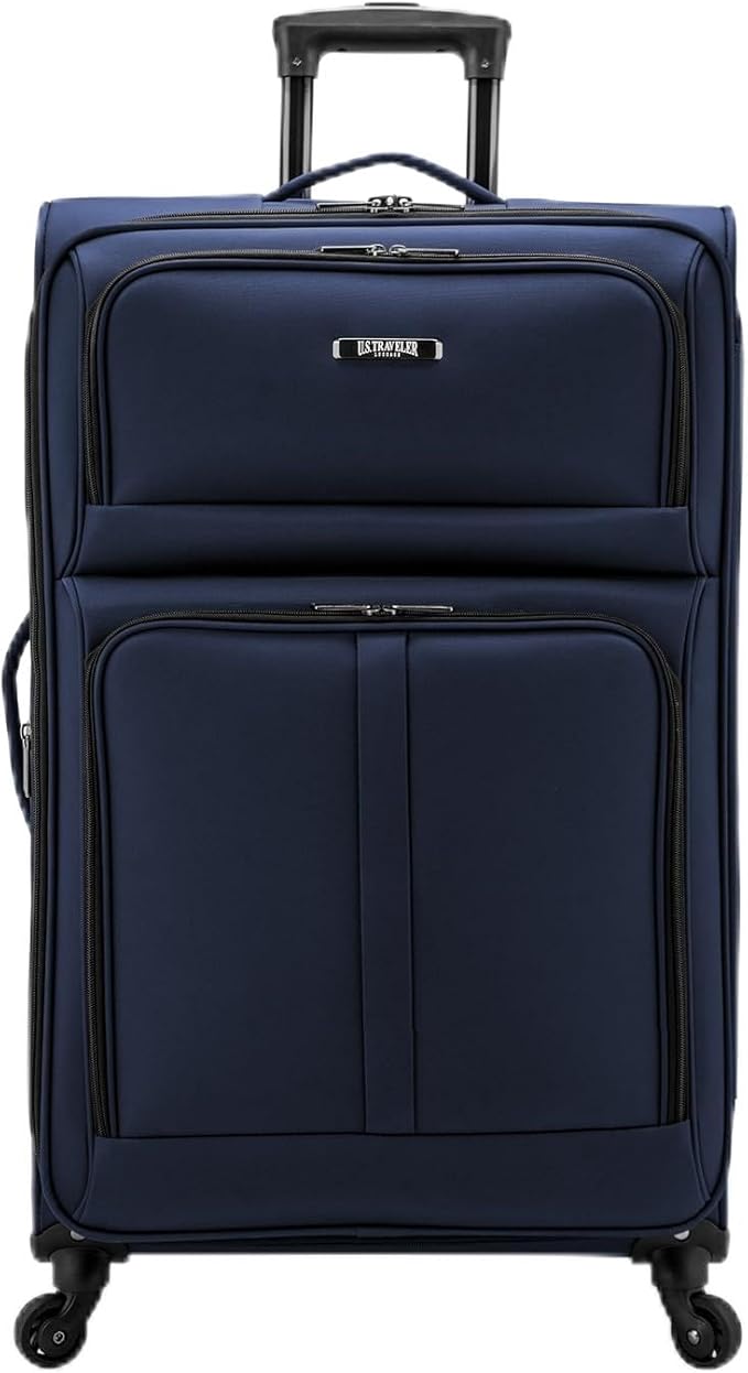 U.S. Traveler Anzio Softside Expandable Luggage with Spinner Wheels, Navy, 30-Inch Large
