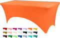 4ft Table Cover Fitted, Orange Spandex Table Covers, Washable and Wrinkle Resistant Stretch Tablecloths Rectangle for Events, Wedding, Banquets, Parties