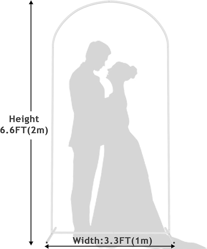 Wokceer Wedding Arch Backdrop Stand 6.6 FT White Metal Arch Chiara Backdrop Stand for Wedding Ceremony Birthday Party Photo Booth Outdoor Indoor Garden Balloon Arch Decoration