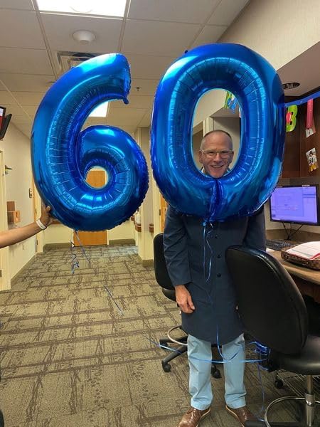 60 Balloon Number, Metallic Blue Number 60th Birthday Balloons 40 Inch, 60 Years Old Metallic Blue Birthday Decorations for Men Women, 60th Anniversary Decorations