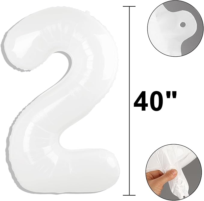40 Inch White Number 22 Digital Balloon,Jumbo Mylar Foil Helium Balloon for 22 Balloons for Birthday Party,Wedding Anniversary Party Decorations