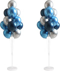 Balloon Column Kit for Floor-Balloon Columns with Stand, Base and Pole,Balloon Tower Backdrop Decoration for Wedding, Baby Shower, Birthday Party, or Bachelorette Parties (BLUE SILVER)