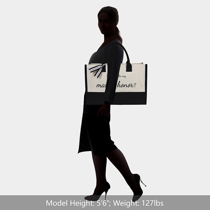TOPDesign Canvas Tote Bag, Bridal Shower Gifts for Bride, Wedding Bachelorette Bride Gifts Shoulder Bag