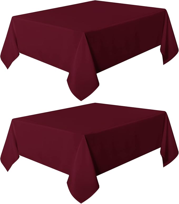sancua 2 Pack Burgundy Tablecloth 54 x 54 Inch, Stain and Wrinkle Resistant Square Table Cloth - Washable Polyester Table Cover for Dining Tables, Buffet Parties and Camping