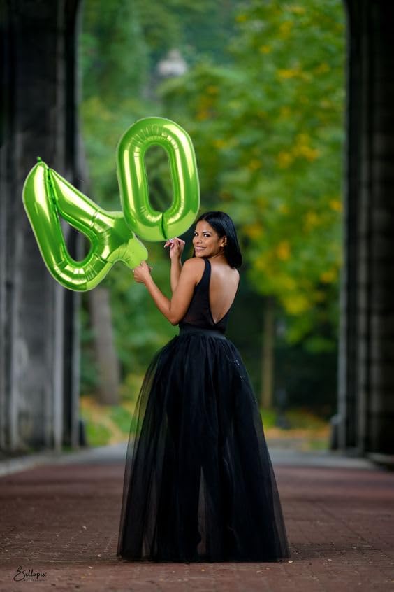 40 Inch Number 7 Balloon, Light Green Seven Birthday Decor, 7 17 27 70 Year Old Balloon Number for Engagement, Wedding, Graduations