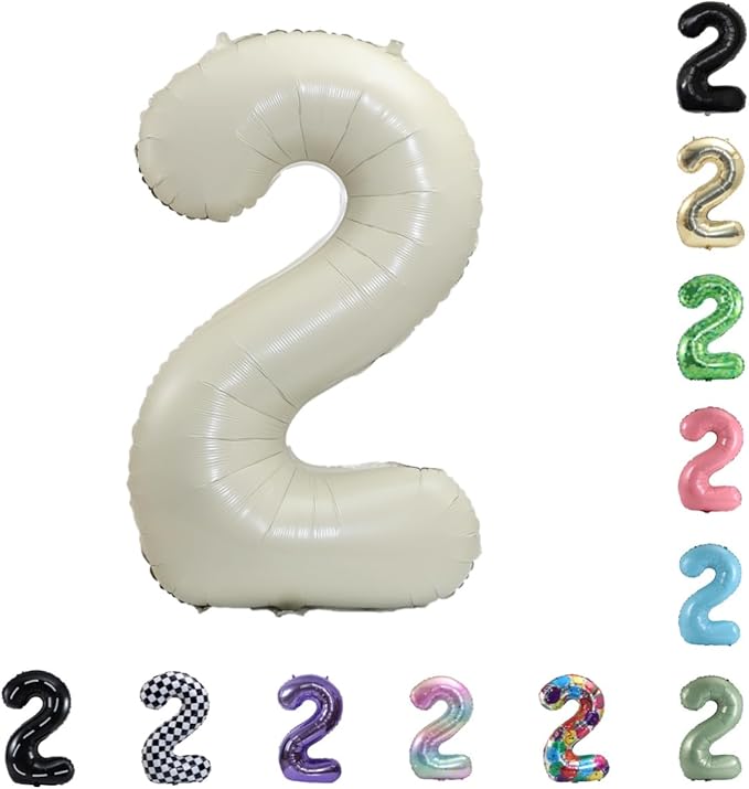 40 Inch Large Foil Helium Number Balloon Birthday Wedding Party 0-9 (Ivory, 2)