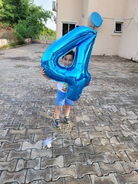 Metallic Blue Number 2 Balloon 40 Inch, 2 Balloon Number, 2nd Birthday Decorations for Baby Girls Boys Toddlers