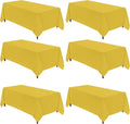 VidaFete Tablecloth 6 Pack 90 * 132inch Rectangle Table Cloth Polyester, Stain Wrinkle Resistant Polyester Dining Table Cover for Kitchen Dinning Party Wedding Rectangular Buffet Decoration(Yellow)