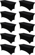 Utopia Kitchen Spandex Tablecloth 10 Pack [6FT, Black] Tight, Fitted, Washable and Wrinkle Resistant Stretch Table Cloth Rectangle Cover for Trade Show, Weddings & Parties [72Lx30Wx30H Inch]