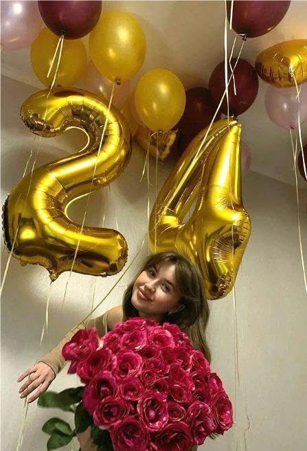 40 Inch Gold Large Number 14 41 Balloons, Giant Foil Number Four 14 41 Balloons, Gold Mylar Big Balloon for Anniversary Graduation Decorations