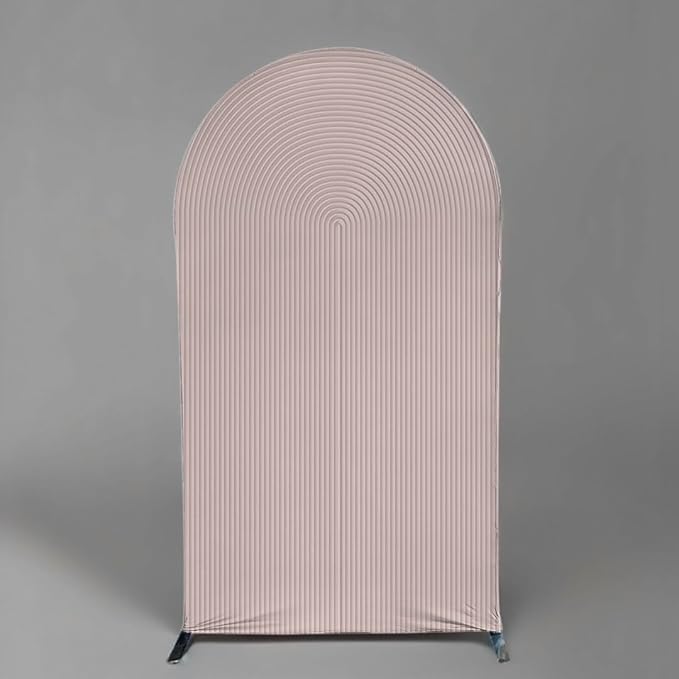 HUAYI Flesh Pink Ripples Pattern Arch Backdrop Cover for Birthday Party Wedding Baby Shower Decorations Chiara Backdrops Arched Wall Frame Stands Covers Props GP-459 2.5ft * 6ft