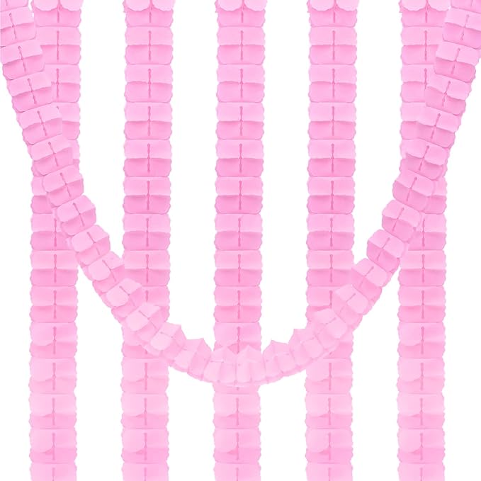 PATIKIL 9.8ft Four-Leaf Garland, 6 Pack Tissue Paper Hanging Flower Garland Reusable Streamers for Party Wedding Backdrop Decorations, Light Pink